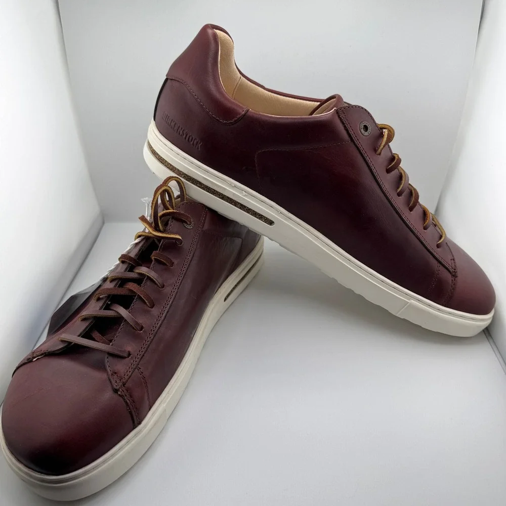 Birkenstock Bend Low Sneakers Mens 13 Maroon Leather New Scuffs Lace Up Comfort